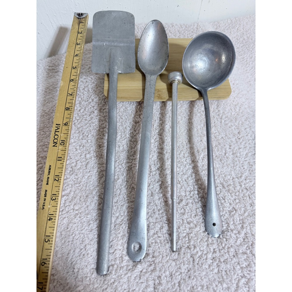 Vintage Wagner Sidney O Cast Aluminum Utensil Set Spatula Spoon Ladle 4pc